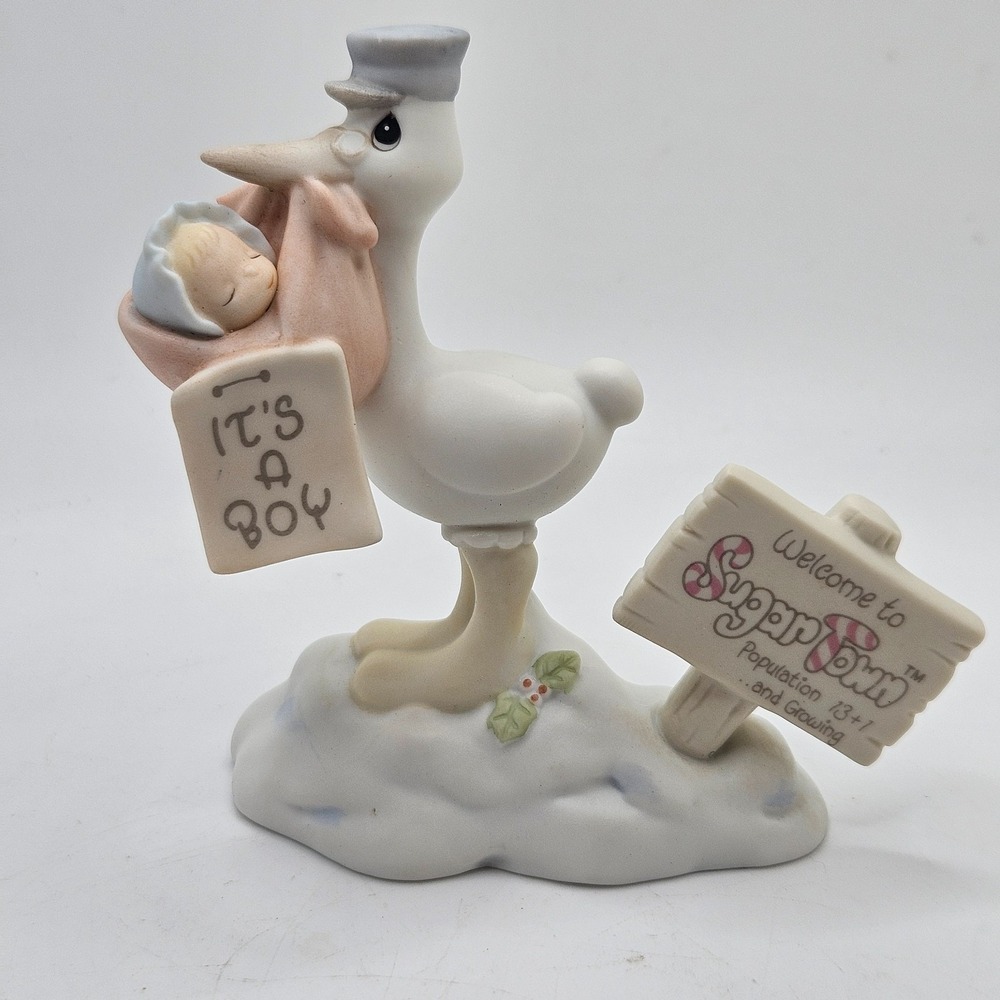 Precious Moments 1994 Stork With Baby Sam It's A Boy Figurine Enesco 529788